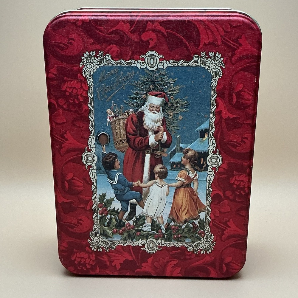 Vintage Hallmark Christmas Holiday Cards Lidded Tin Box 1993, Empty‎
